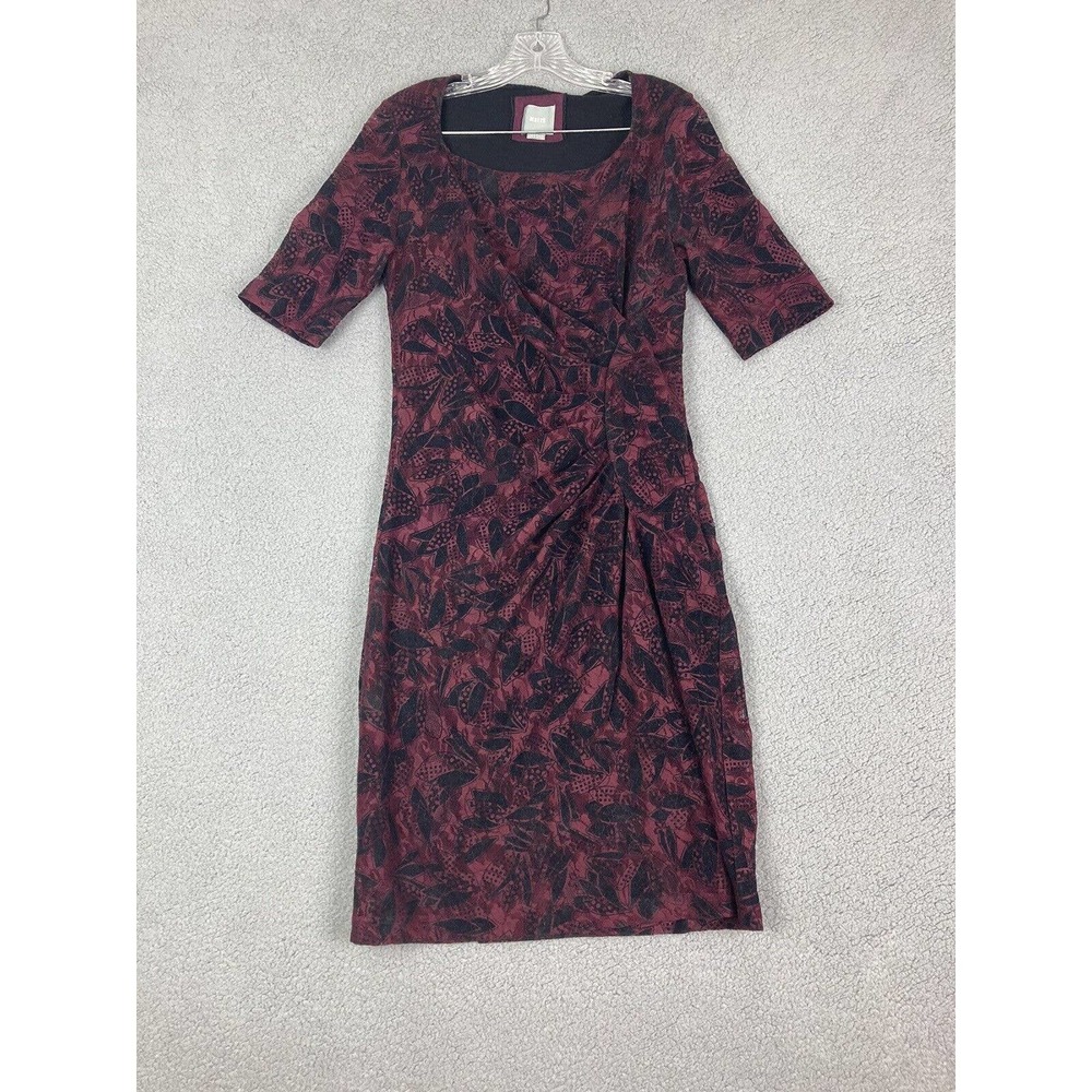 Maeve Anthropologie Size 8 Lacy Stretchy Burgundy Gathered Fully Lined Dress